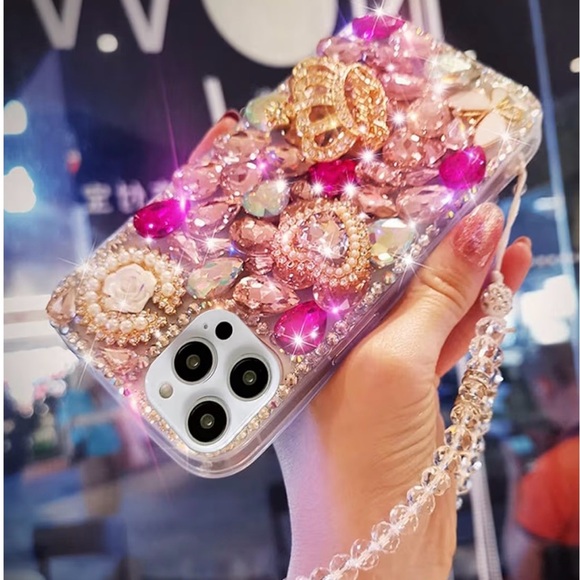 Juicy iPhone 16 Plus Glitter Bling Case, Cute Luxury 3D Sparkle Crown - Picture 2 of 8
